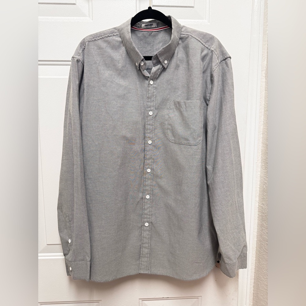 Men's Button-Down Casual Shirt - Gray